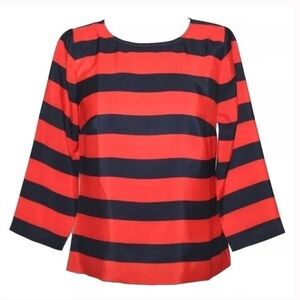 J. Crew | Women’s Red/Blue Horizontal Striped Crewneck 3/4 Sleeve Blouse, size M